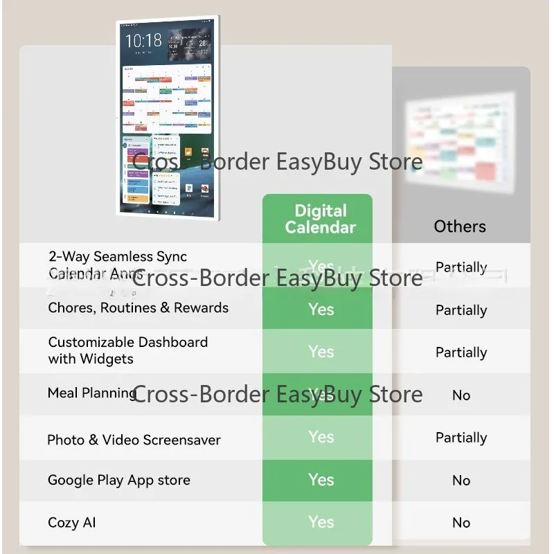 Digital wall calendar touchscreen to-do list notes family electronic calendar chore chart smart calendar