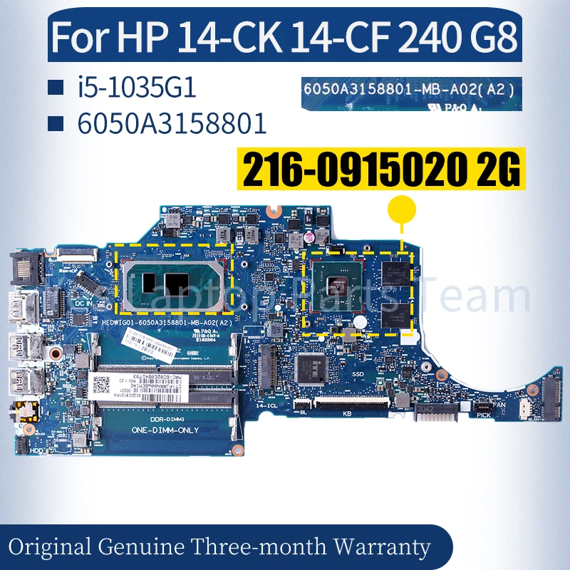 

6050A3158801 For HP 14-CK 14-CF 240 G8 Laptop Mainboard L89468-601 L89470-601i5-1035G1 Notebook Motherboard