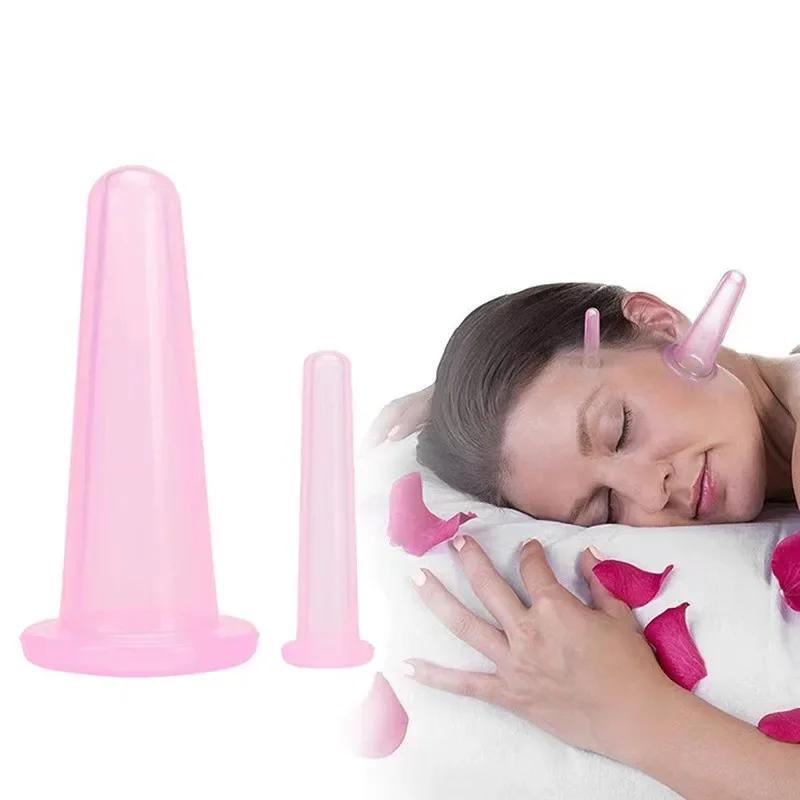 Anti Cellulite Massage Facial Suction Cups Face Neck Lift Skin Scraping Guasha Anti Wrinkle Silicone Vacuum Cupping Massage Jars