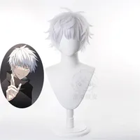 Anime Jujutsu Kaisen Gojo Satoru Release State Wig Cosplay Wigs Playing Powder Short Silver White Hair Halloween