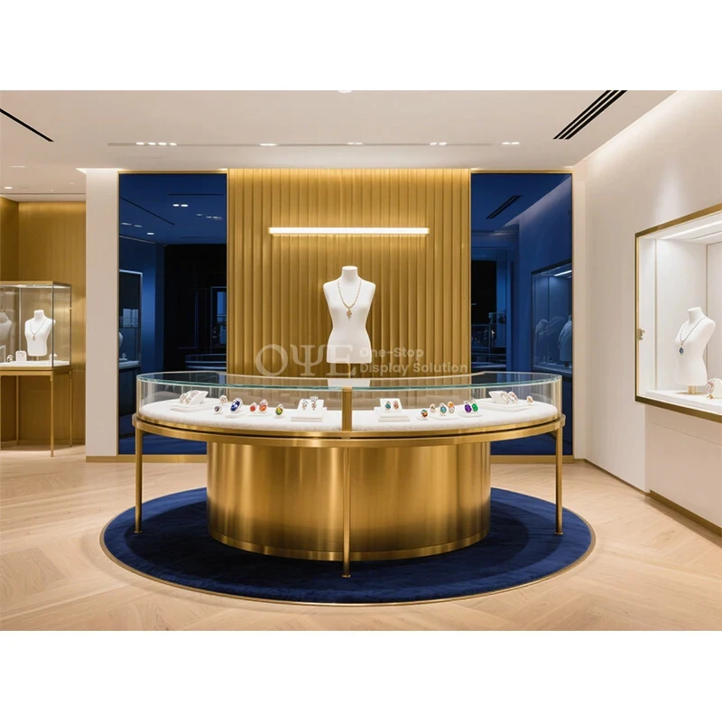 custom.Luxury Fine Jewellery Wall Display Cabinet Lockable Glass Shop Furniture Customized Jewelry Showcase Sales