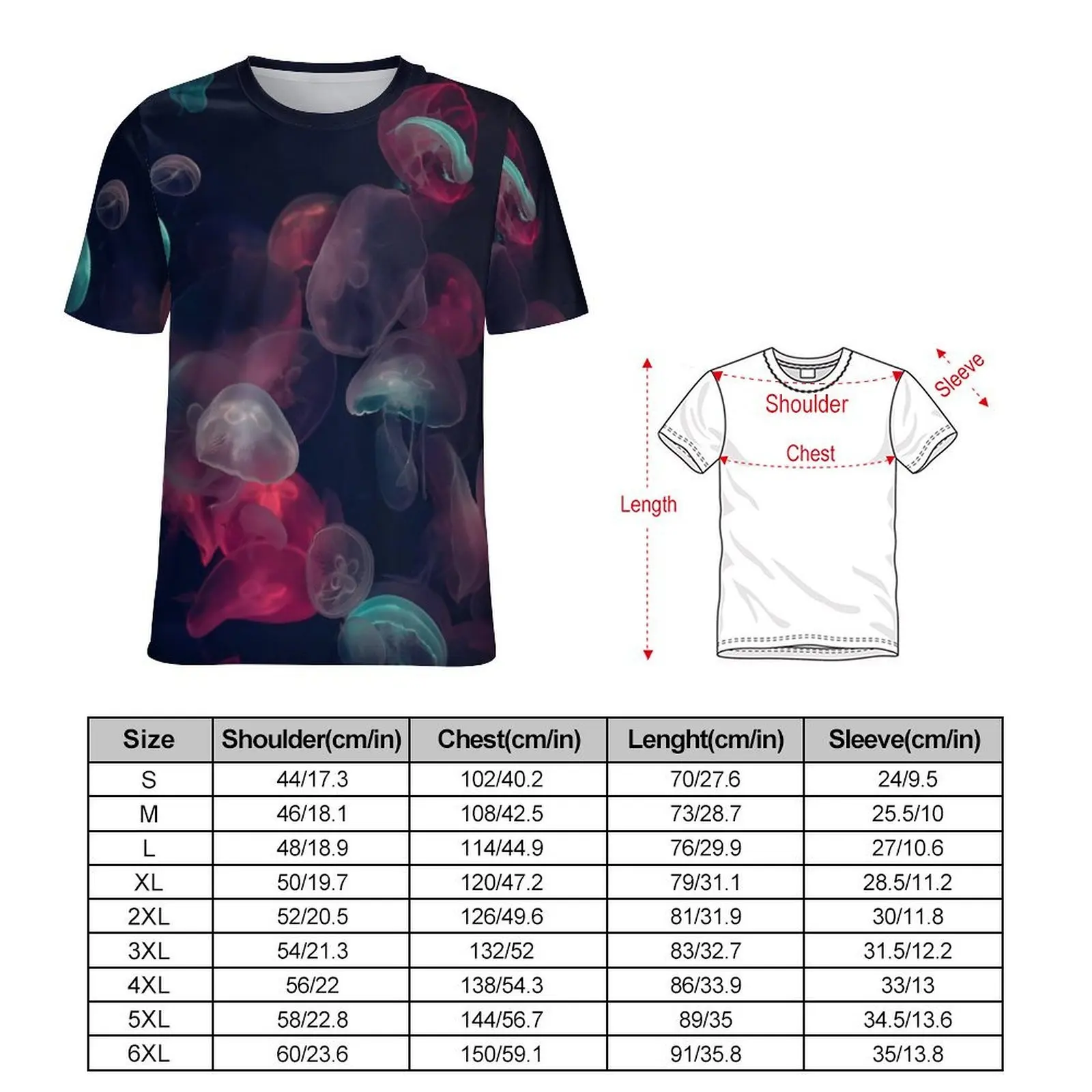 Men Jellies T Shirt Blue Pink Red Jellyfish Hippie T-Shirts Short Sleeve Graphic Tops Hot Sale Summer Casual Big Size Clothing
