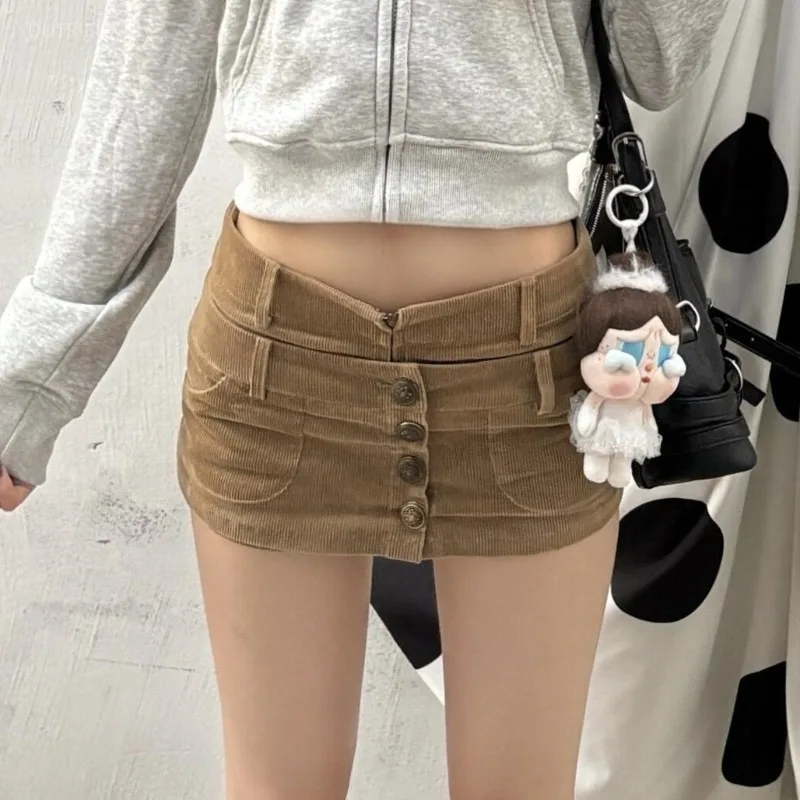 New Autumn Winter Fashion Fragrance Short Skirts Y2k Aesthetic Pactwork Fake Two Piece Bottoms Spice Women Harajuku Punk Skirt