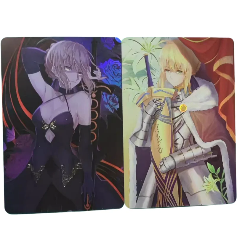 2Pcs/Set ACG Girl Fate Grand Order Cards FGO Saber Nero Claudius Anime Game Characters Color Flash Collection Card DIY Toy Gfit