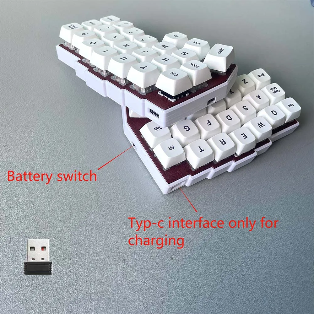 CORNE V4 2.4G Wireless Split Ergonômico MX Teclado Mecânico Hot-swappable VIAL Programável Versão de Carga de 46 teclas