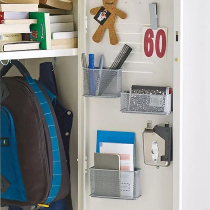 G8TA 내구성 냉장고 와이어 메시 메시 마그네틱 바구니 저장 상자 부엌 캐비닛 캐비닛 펜 메이크업 주최자