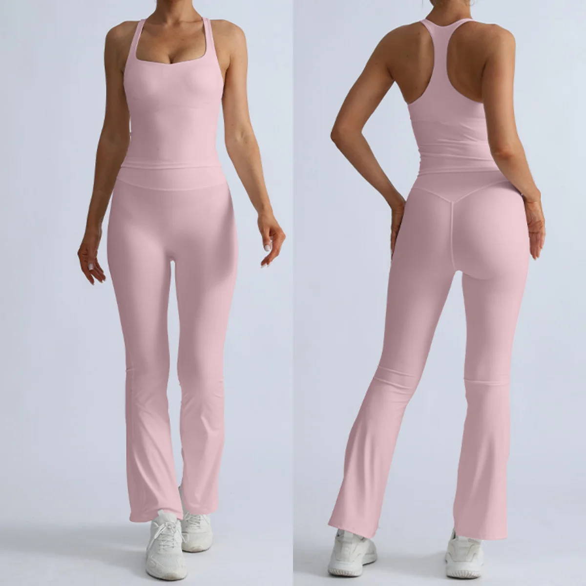 

Yoga Set 2PCS Seamless Women Sportswear Workout Clothes Athletic Wear Gym Legging Fitness Bra Crop Top vest Sports Suit flared
