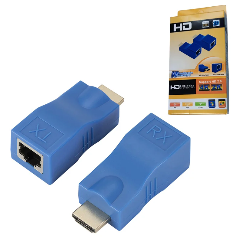 1080P HD 4K HDMI-compatible Extender RJ45 Ports Network 30M HDMI-compatible to RJ45 Over CAT5e / 6 UTP LAN Extender Cable