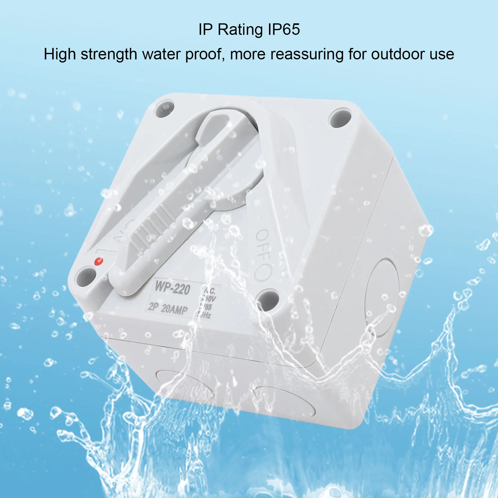 密閉型モーター切断 2P 20A IP65 防水ヘビーデューティ安全絶縁密閉型モーター切断