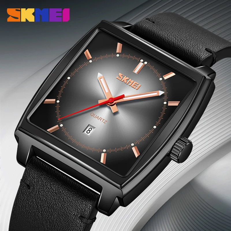 SKMEI 9316 Top Brand Square Men\'s Quartz Watches Business Waterproof Clock Leather Strap Wristwatches For Men Relogio Masculino