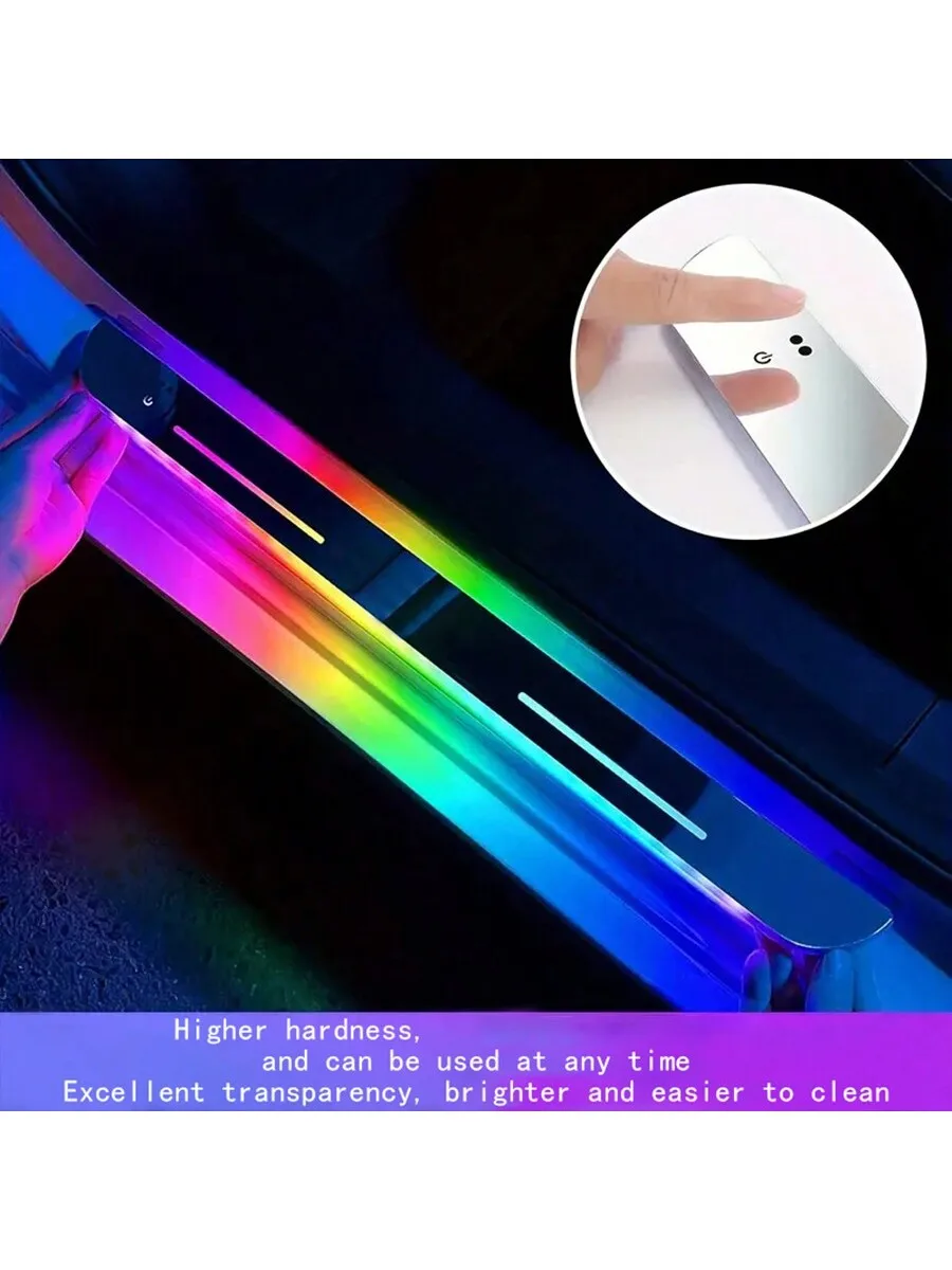 

4pcs Car LED Welcome Light RGB Intelligent Sensor Door Pedal Lights Dynamic Ambient Lighting USB Charging No Wiring