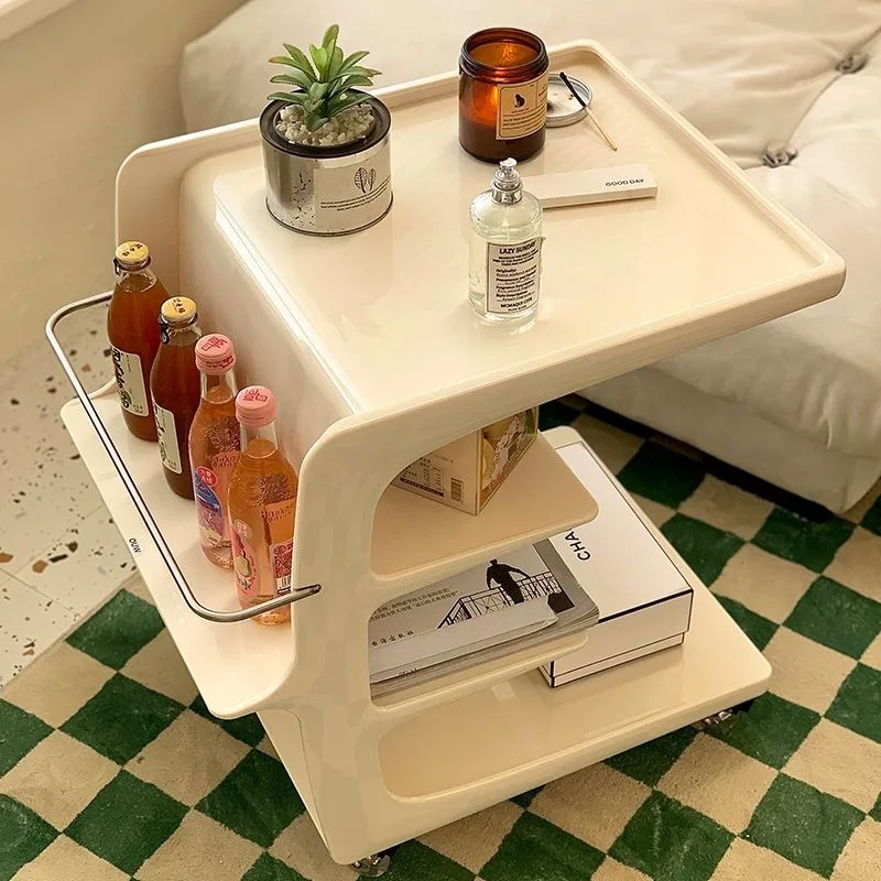 

Internet celebrity sofa living room side table, acrylic medieval trolley movable side cabinet, ins cream style small tea table