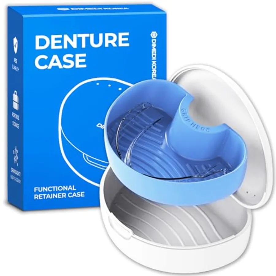 

Denture storage case Hygienic and Protective Denture Bath Cup Travel-Friendly Orthodontic Dental Retainer Container, Portable,