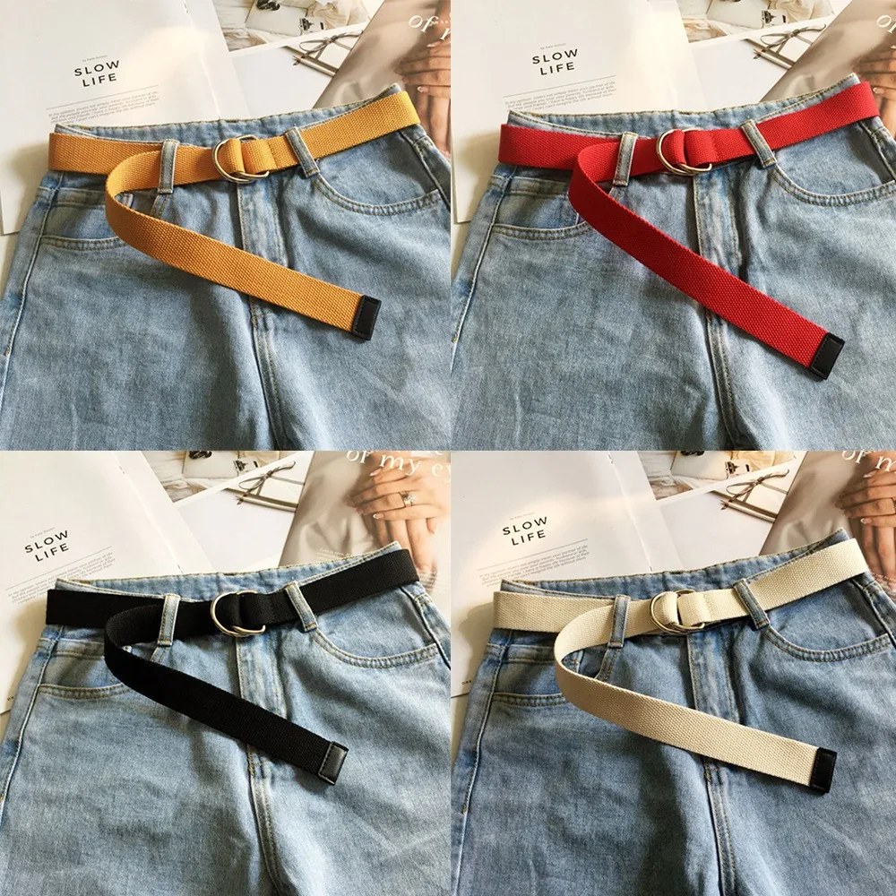 Canvas Riem Duurzaam Eenvoudig Te Gebruiken Dubbele Ronde Gesp Mannen Riem Mode Casual Riem Jeans