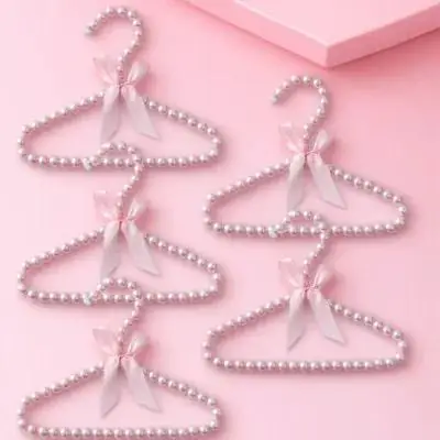 

5pcs Clothes Hangers Small Pearl Design Anti-Slip Closet Nursery Travel Clothing Organizer