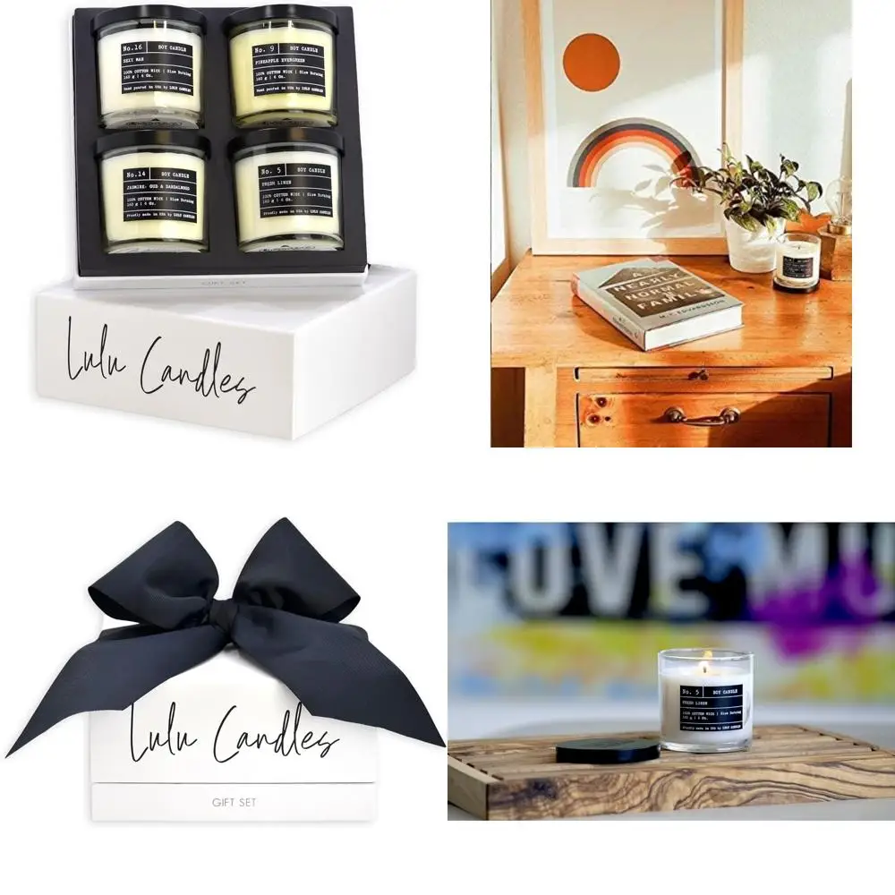 Set Hadiah Lilin Mewah Buatan Tangan: Melati, Oud, Kayu Cendana, Pria Seksi, Linen Segar, Aroma Nanas Evergreen