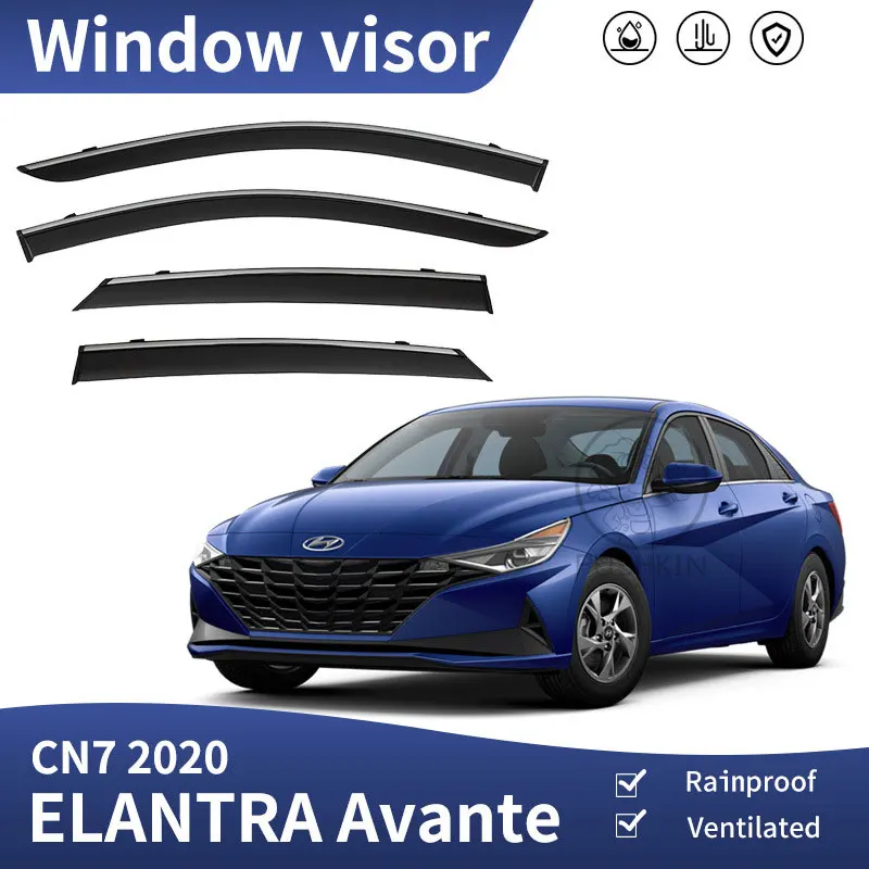 

4x Deflectors for Hyundai Elantra CN7 Avante i30 Sedan 2021 2022 2023 Accessories Car Side Window Visors Rain Eyebrow Guards Sun