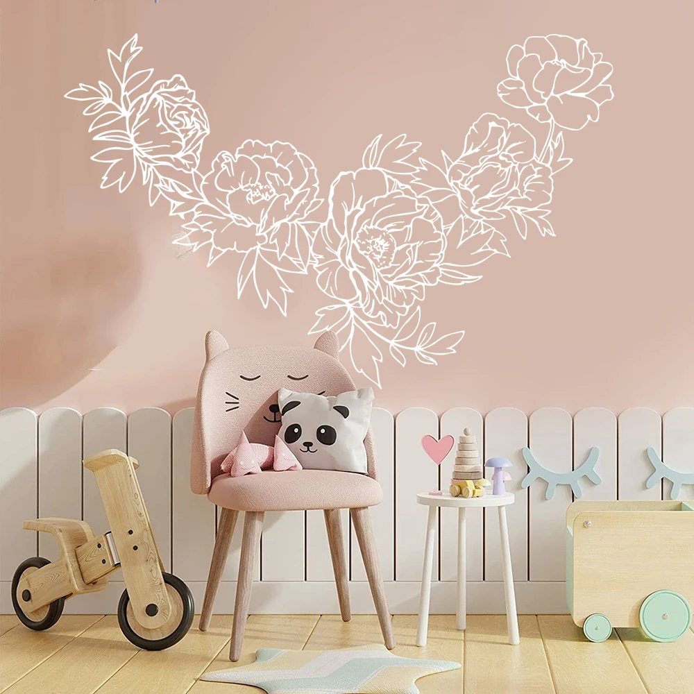 

Large Peony Flower Wall Sticker Decal Office Bedroom Kids Room Nature Plant Flora Kitchen Playroom Home Decor