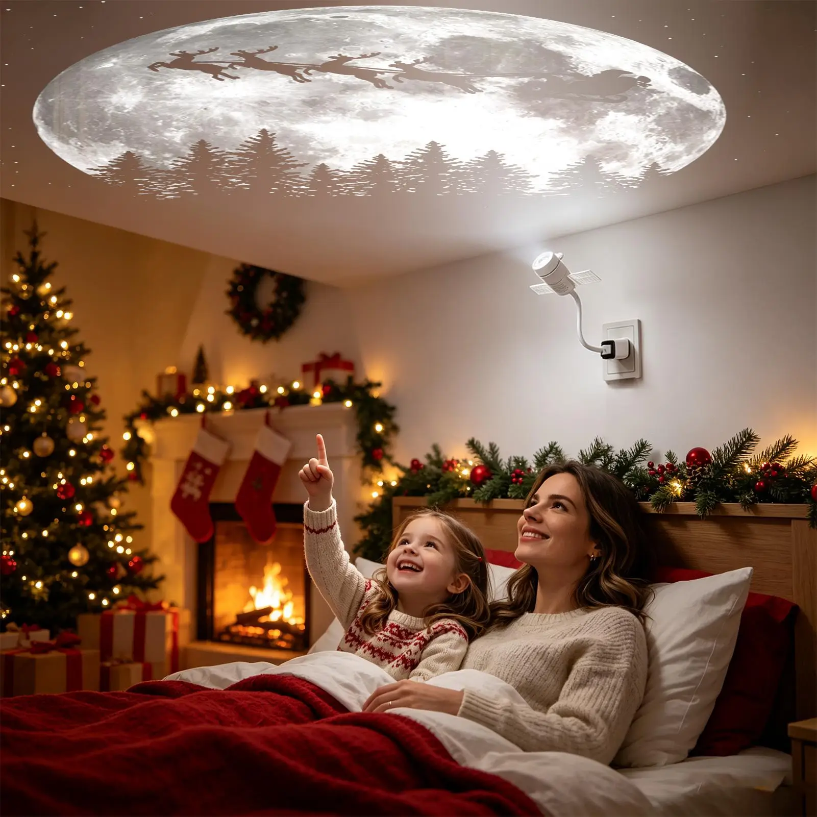 Christmas Projector Plug And Play Rotating HD Galaxy Night Light Festive Lamp Projector Home Decor For Kids Adults Home Living