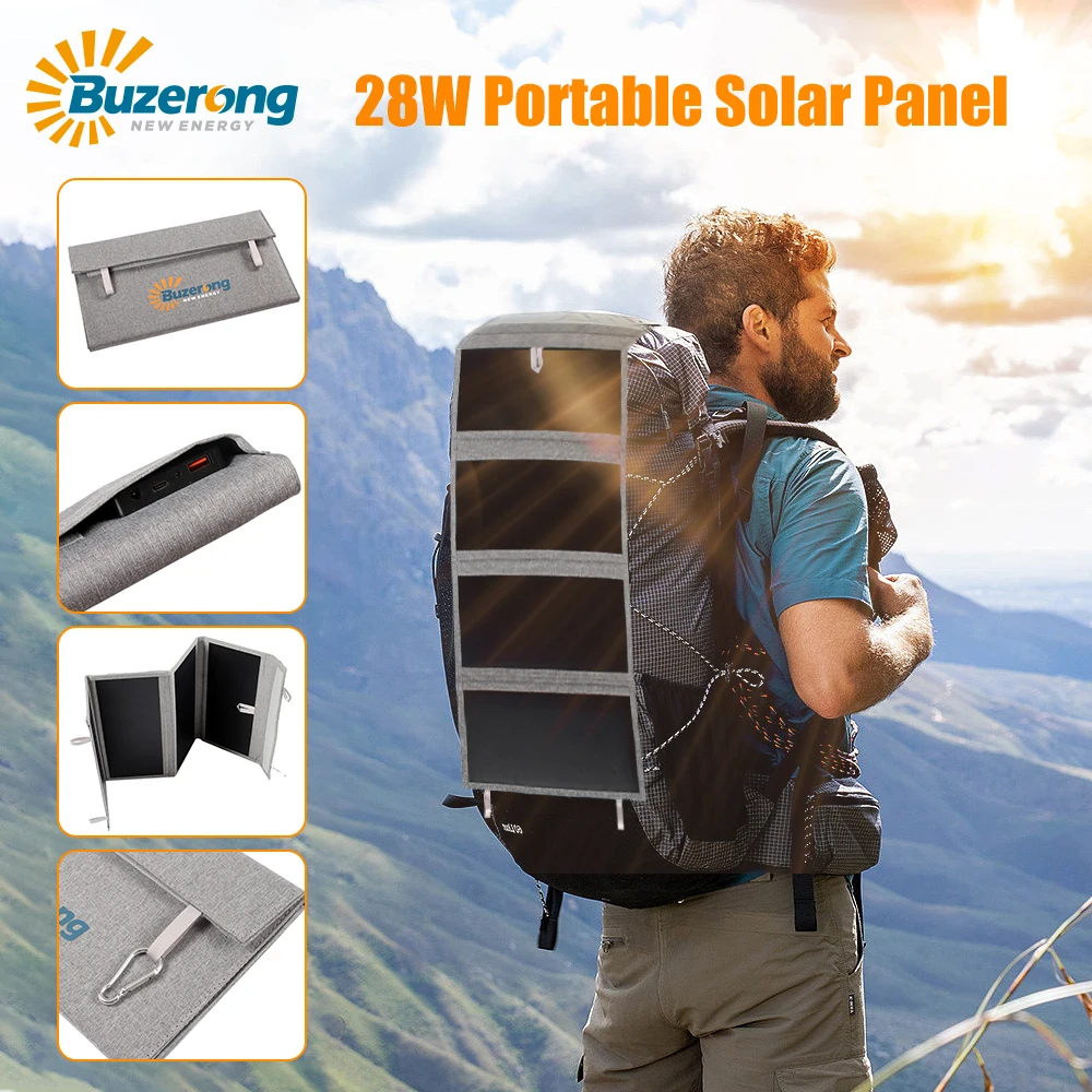 

28W Solar Panel Foldable Kit Portable Solar Charger with USB Charge Stabilize Battery Charger For Outdoor Camping Phone Tablet