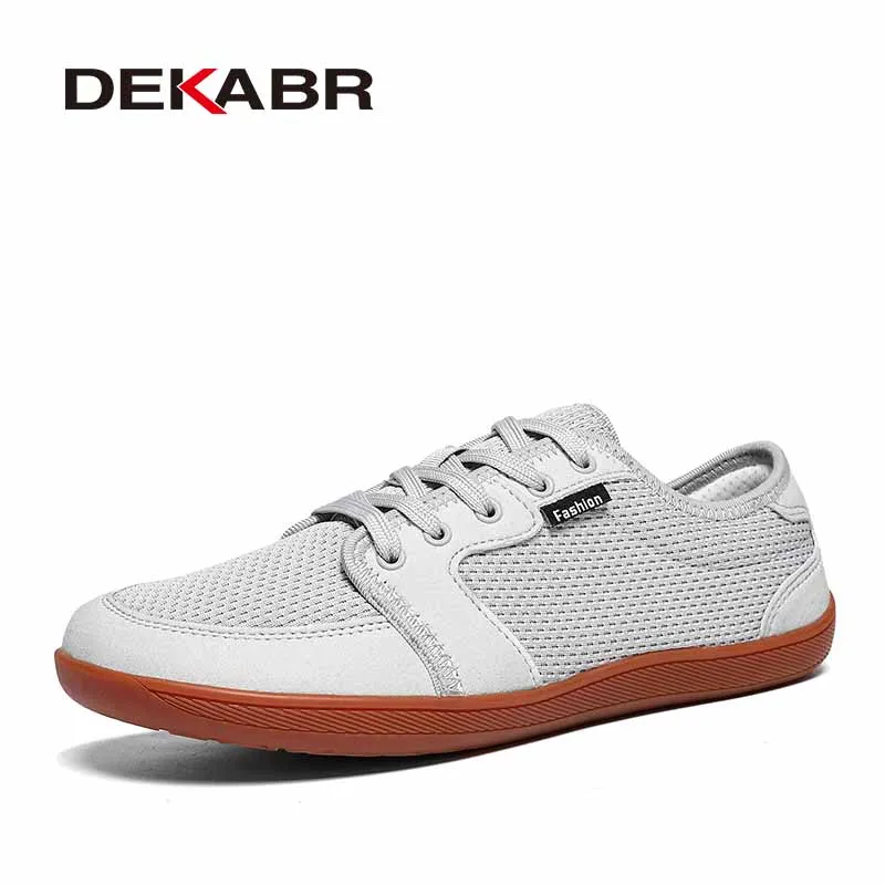 DEKABR Spring Autumn Men Wide Box Toe Mesh Shoes Breathable Light Weight Anti‑Slip Rubber Outsole Shoes