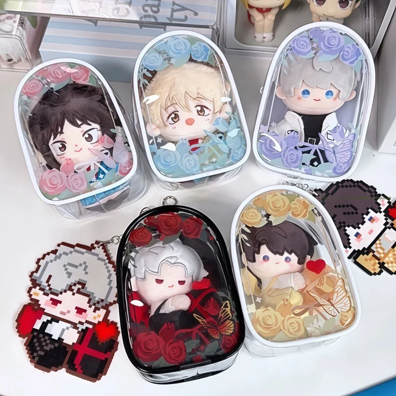Portable Cute Plush Doll Storage Bag Transparent Pvc Rose Garden Pattern Display Bag Backpack Charm For Anime Plush Collectors