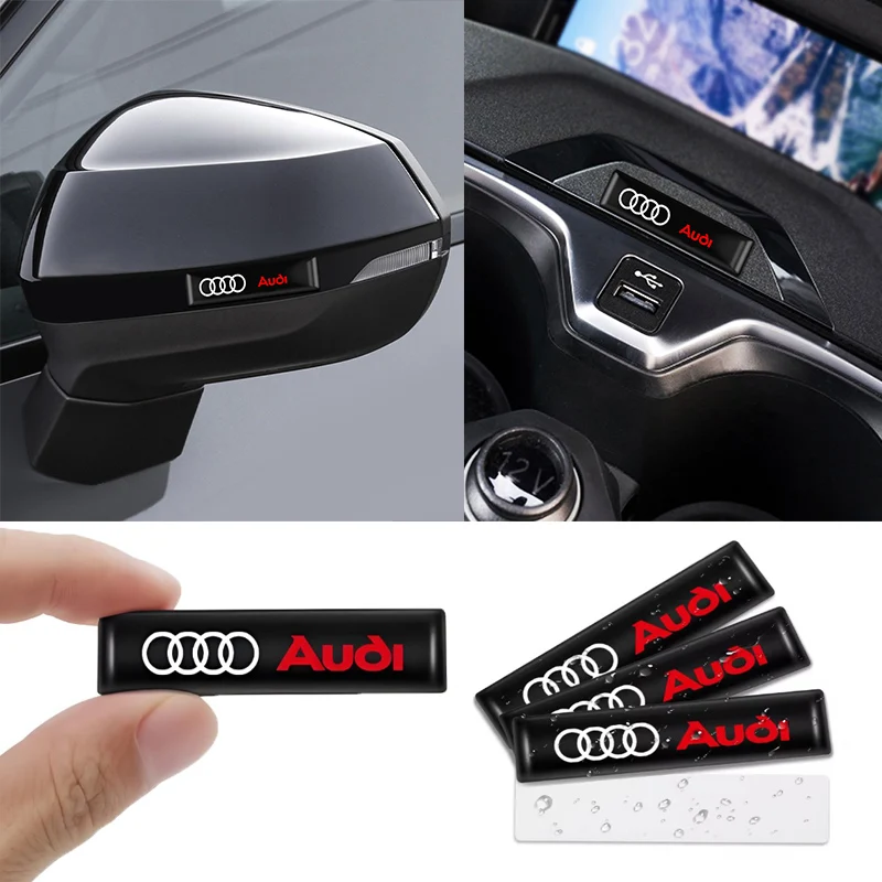 10Pcs Car Styling 3D Epoxy Vinyl Stickers Decals Accessorie For Audi A5 B7 Q7 A3 A4 B8 TT R8 A8 Q5 Q3 S3 A1 Quattro Emblem Badge