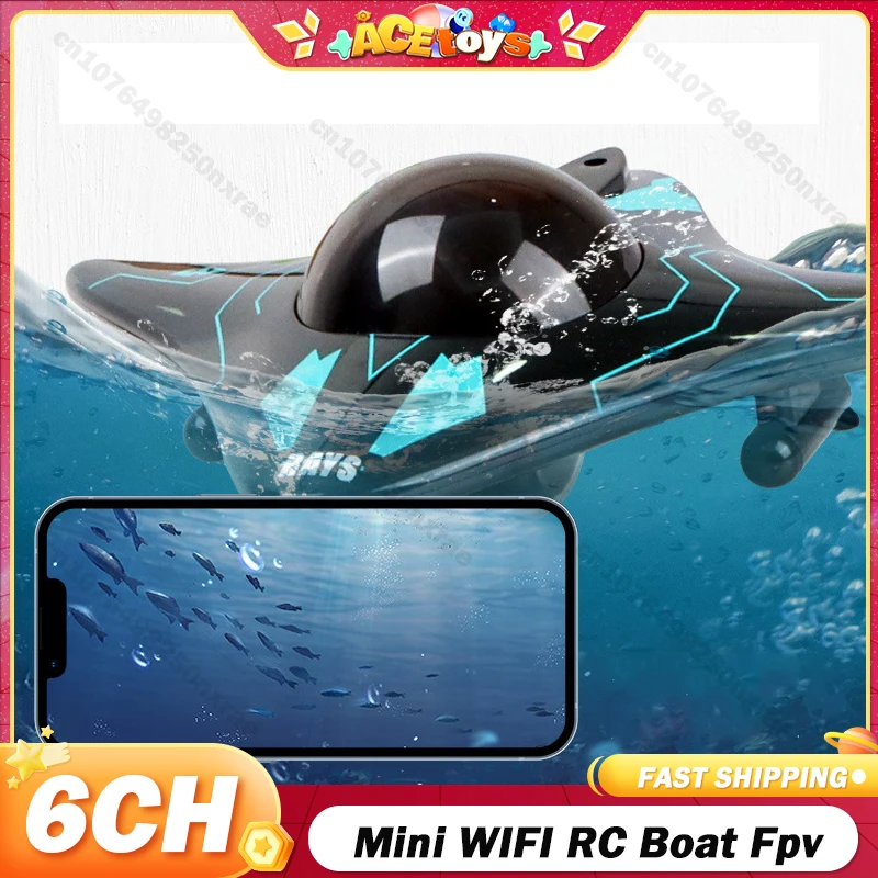 

RC Boat Submarine with Camera Wifi Fpv 6CH Underwater Remote Control Remote Control Boats Radio Control Toys for Children Gifts