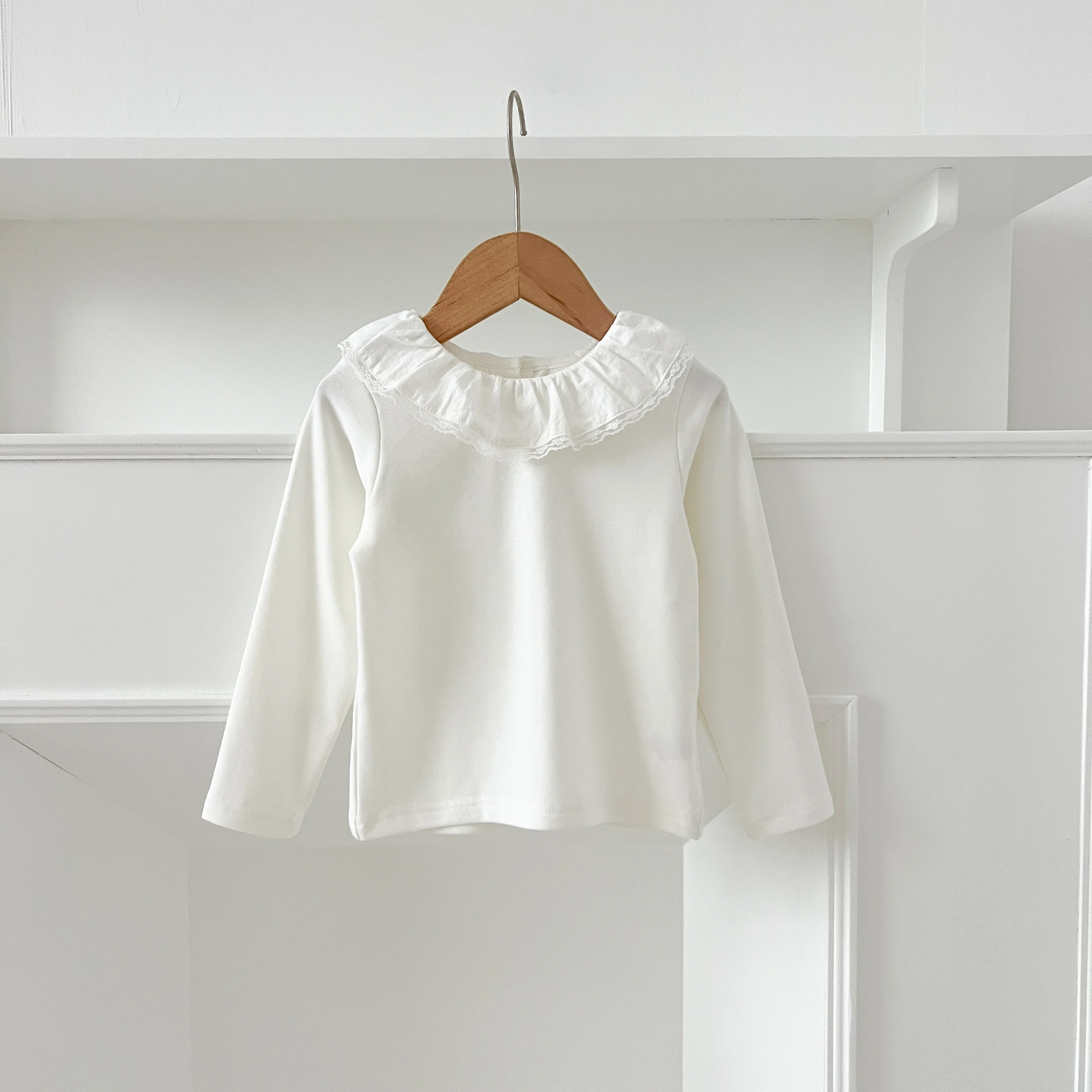 1-6Yrs Baby Kleidung Frühling Infant Mädchen Langarm T-shirts Spitze Lotus Kragen Prinzessin Kinder Bodenbildung Shirt Kleinkind Baumwolle Tops – Detail 11