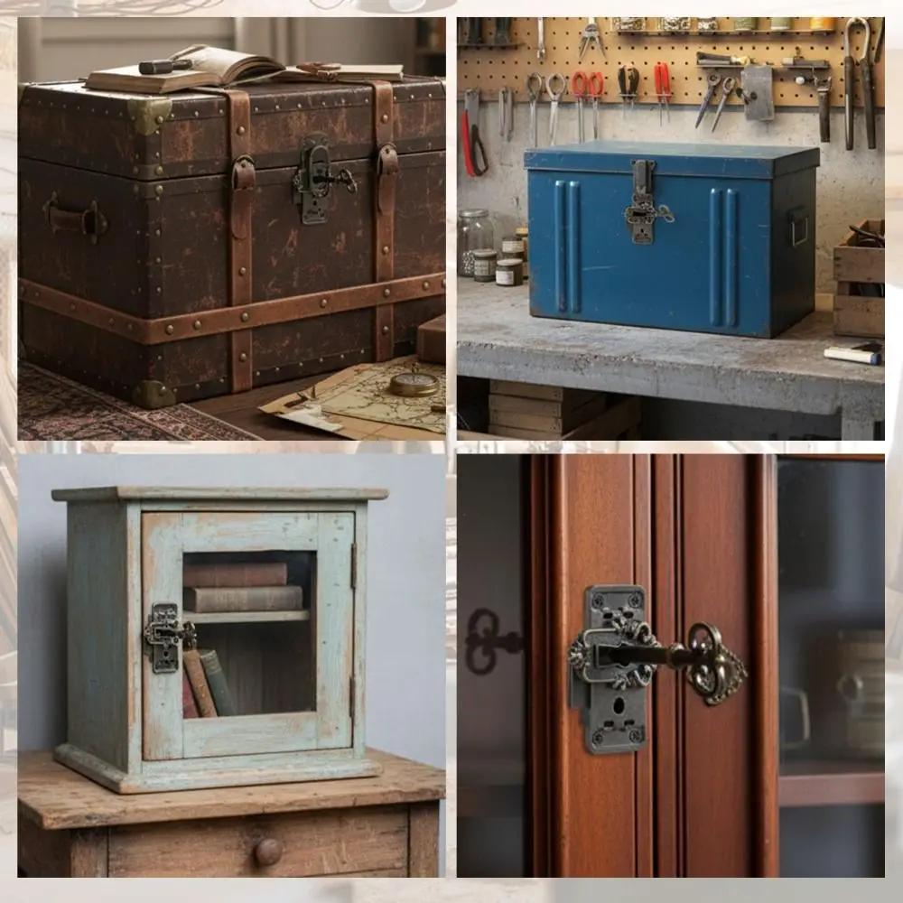 Classic Style Antique Bronze Skeleton Key Lock Vintage DIY Cabinet Lock with Keys and Screws Furniture Lock Furniture