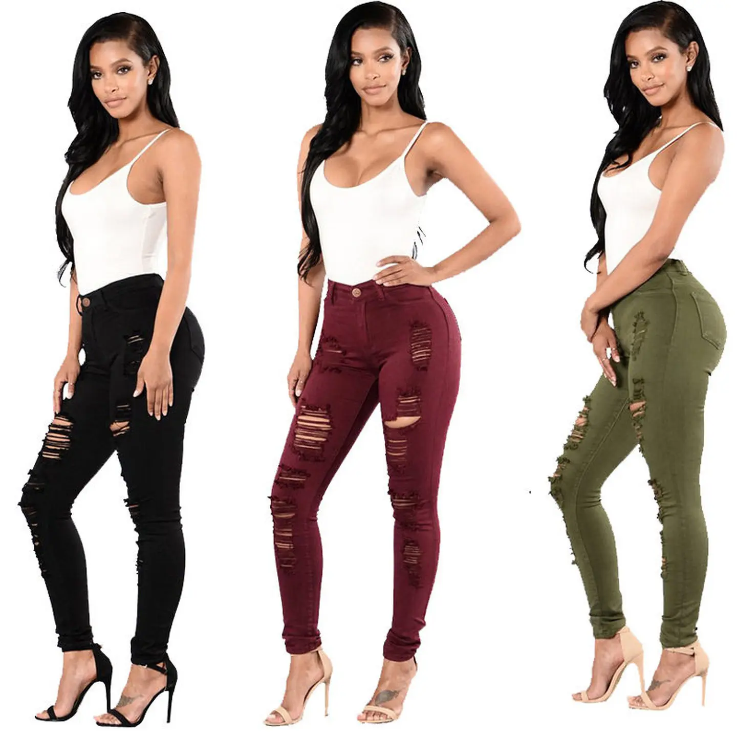 

Classic High Waist Slim Fit Jeans Women's Tight Leggings Casual Pants Cleanfit Sle PVC Material for Middle-aged Women