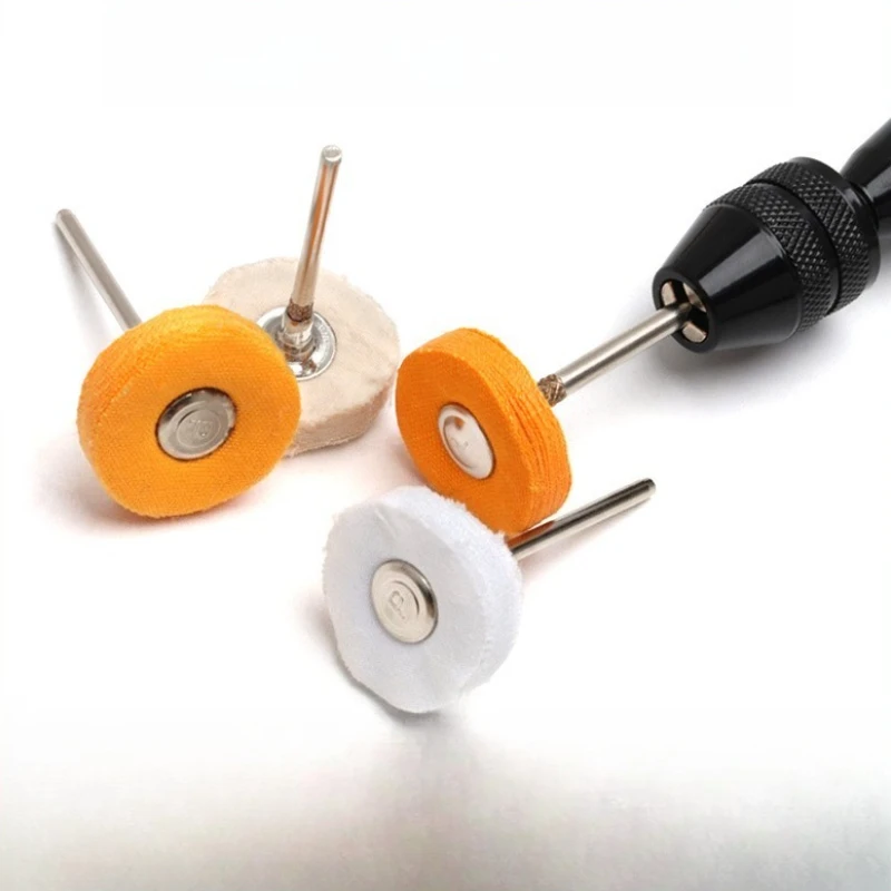 10PCS T-Shape 2.35mm Handle Yellow / Beige / Bleach Cloth Wheel  Jewelry Polishing Cloth Wheel  Rotating Tool Accessories