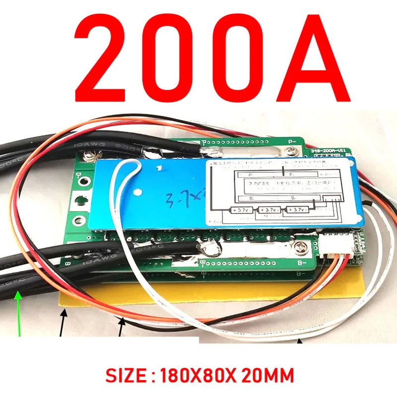 Imagem -03 - Bms 12v Li-ion Bateria de Lítio Proteção Board Balance 200a 260a 300a Motocicleta Carro Iniciar rv Inversor Carregamento 130a390a 3s