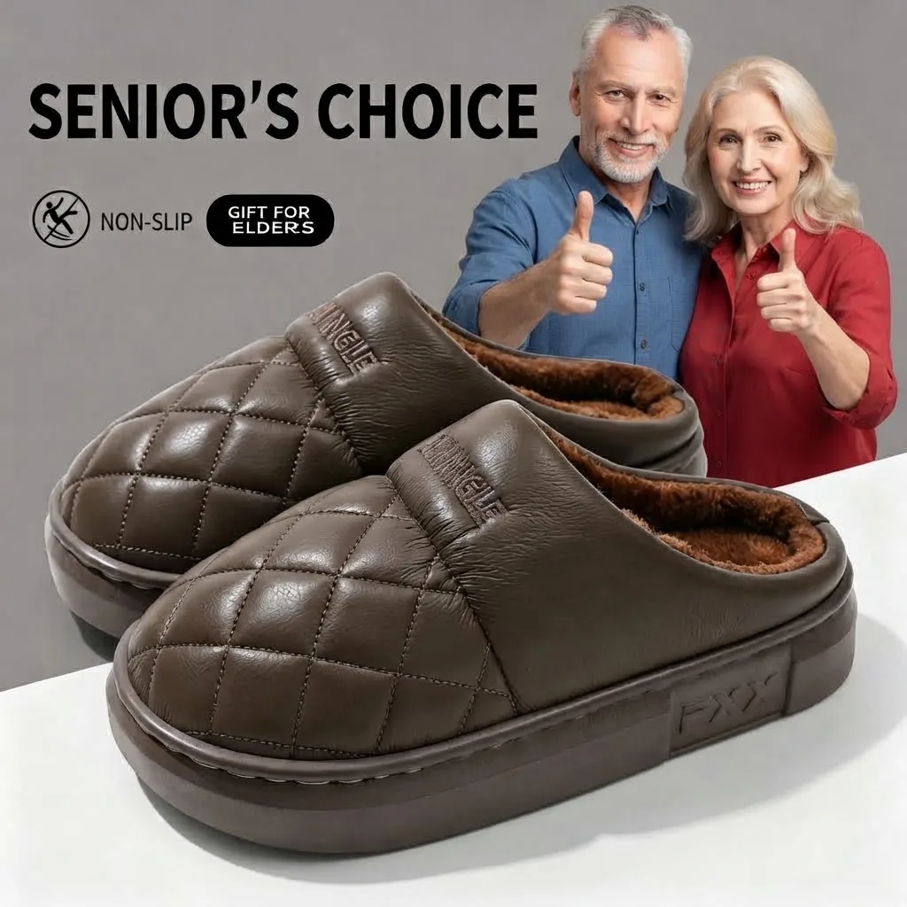 Anti Slip House Slippers for Elderly Men Women Winter Warm Plush Thick Sole Indoor Shoes Senior Safety Cotton Footwear Gifts