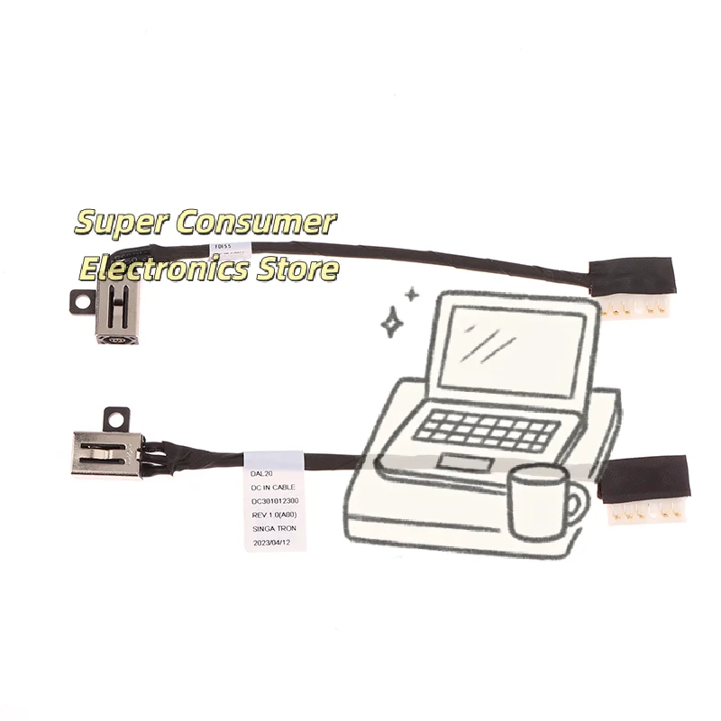 Replacement DC Power Jack Cable for Dell Inspiron 3405-3515, 5593/94, Vostro 3500/01 Laptop Charging Port 04VP7C