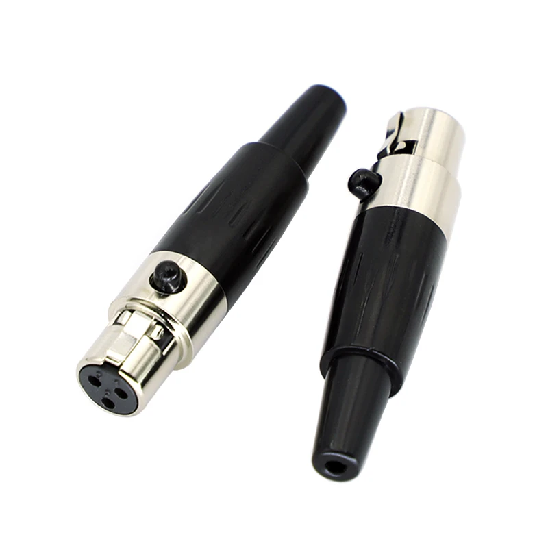 1Pcs High Quality Mini XLR 3 4 Pin Female Plug Small XLR Audio Microphone Connector for MIC Soldering Straight