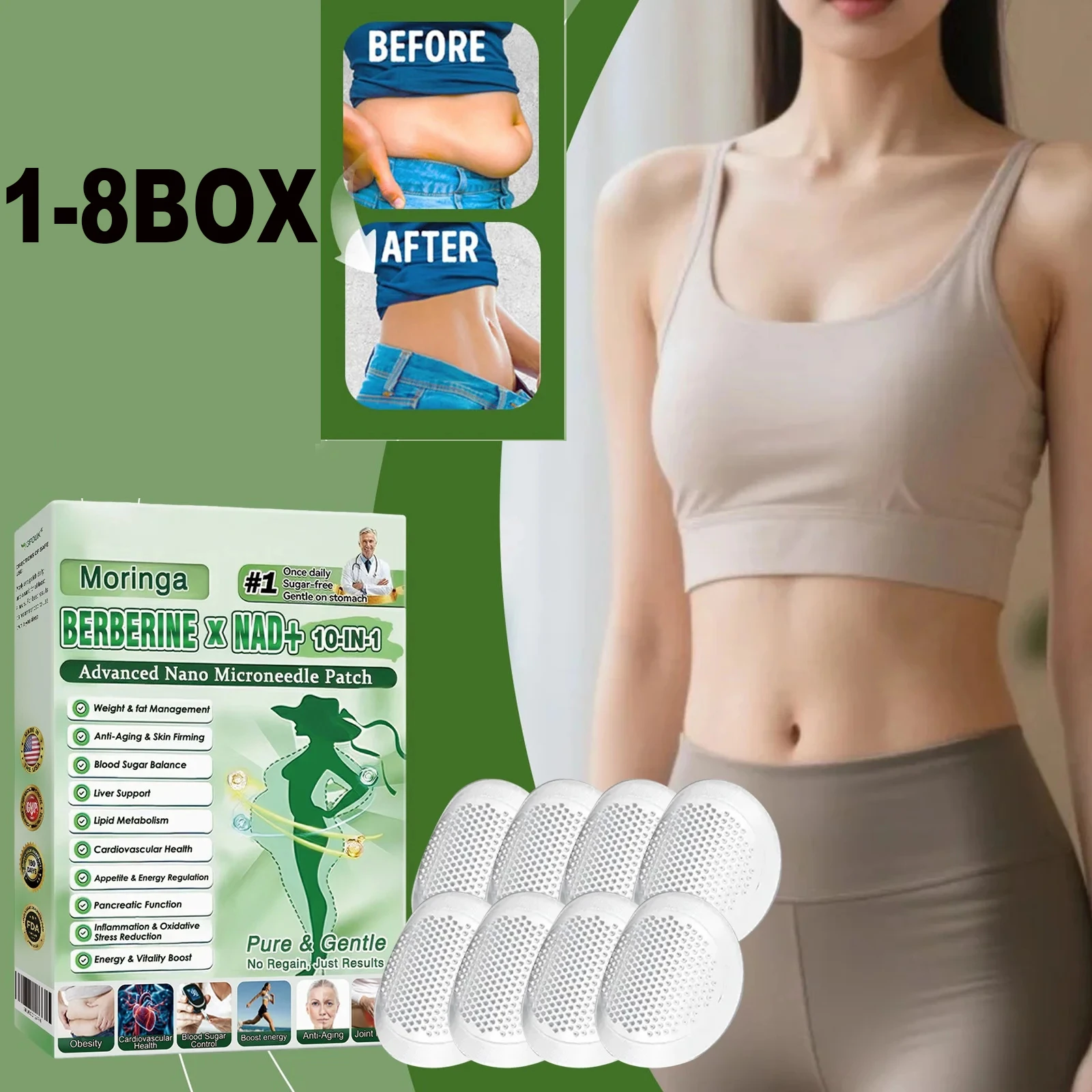 10-in-1 Nano Microneedle Patch Natural Gentle Patches Moisturizing Firming Skin for Women Men Nano Microdarts Patches gifts