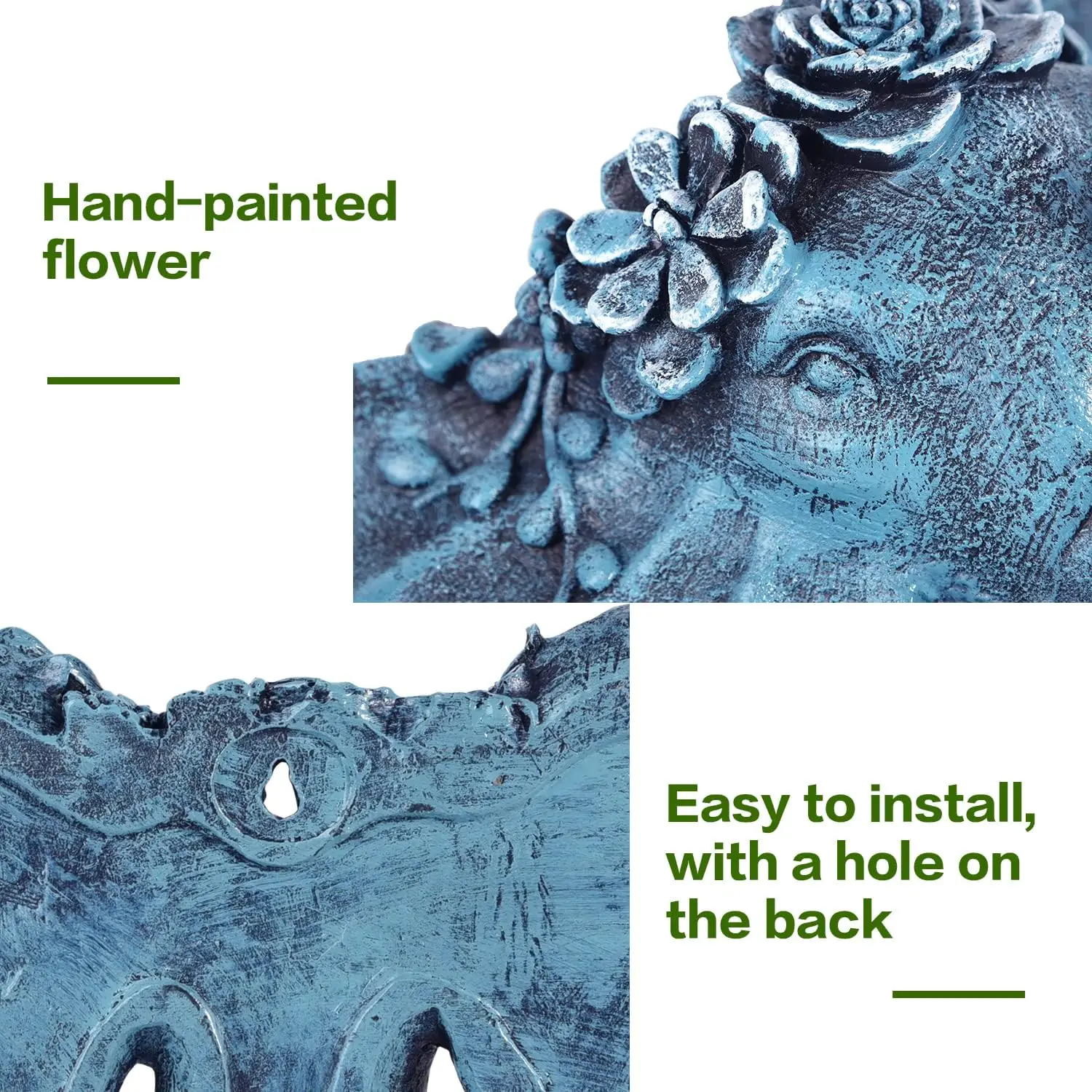 وعاء حائط على شكل رأس الفيل من الراتنج، زارع وجه حيواني فريد من نوعه على الطراز البوهيمي، وعاء نبات معلق عموديًا، ديكور جميل F