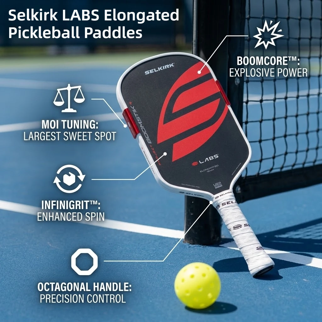

Selkirk LABS Elongated Pickleball Paddles T700 Carbon Fiber Pro High Spin BoomCore MOI Tuning Large Sweet Spot Training Racket