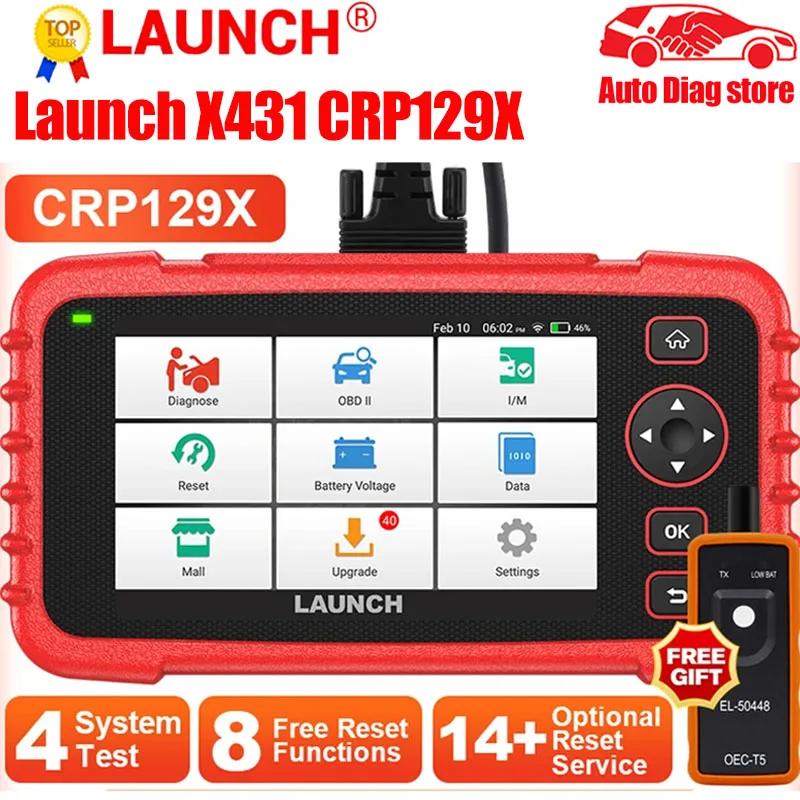 

Launch X431 CRP129X OBD2 Scanner Code Reader Diagnostic Tools Engine ABS SRS AT Oil SAS EPB TPMS Reset Creader129X OBDII launch