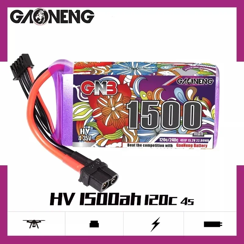 GAONENG GNB 1500mAh 120C 4S 15.2V 6S 22.8V LiHV LiPo Battery With XT60 Plug Light Weight  Model High C Rate for RC FPV Drone