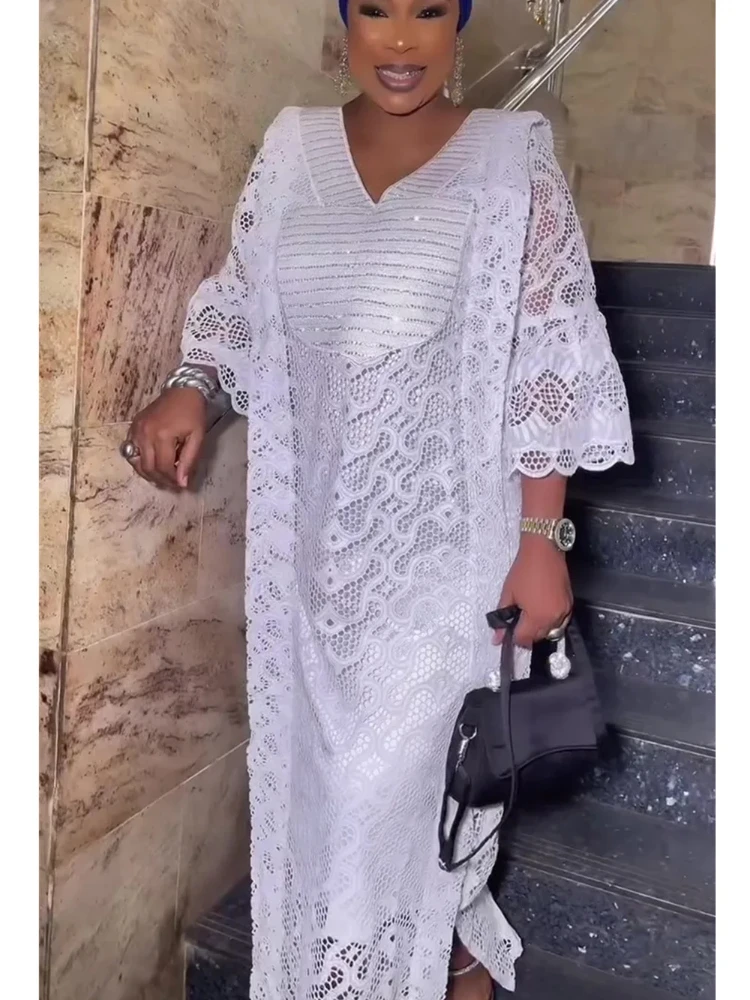 

Elegant African Dresses for Women Muslim Fashion Boubou Abayas Robe Dashiki Ankara Lace Outfits Evening Gown Kaftan Maxi Dress