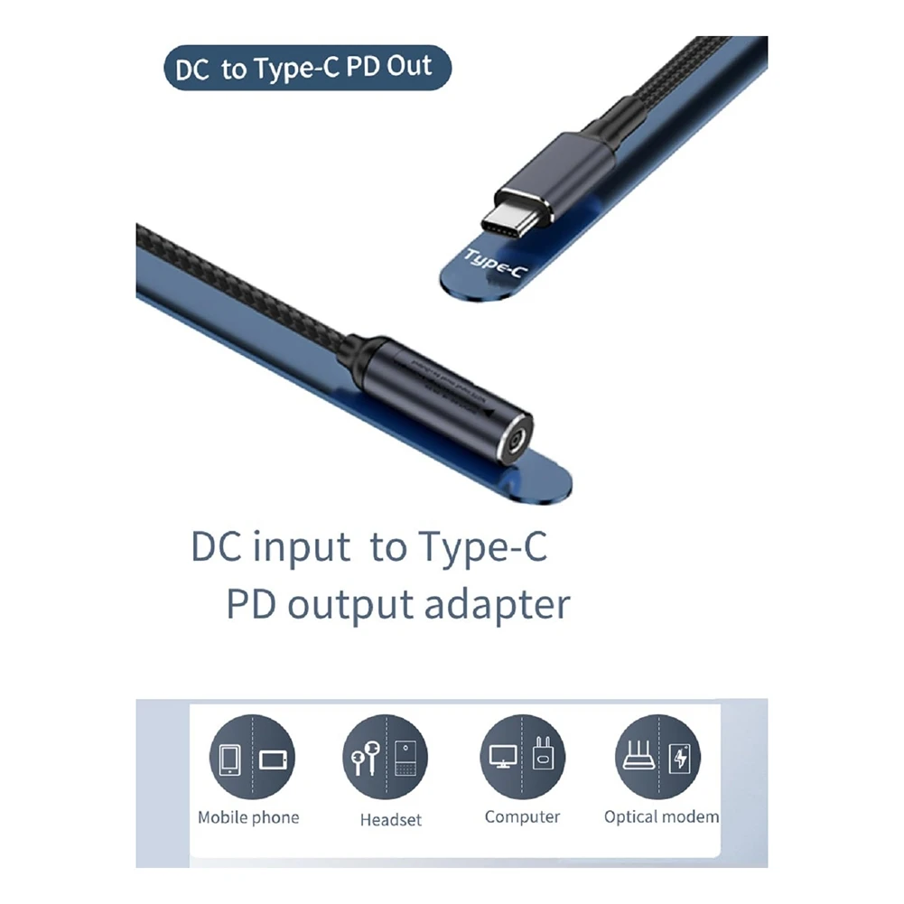 DC Female Input to USB C PD Male Power Charging Cable,100W DC4506 Type-C Charging Cable for Phones, Tablets,TWS, Laptops