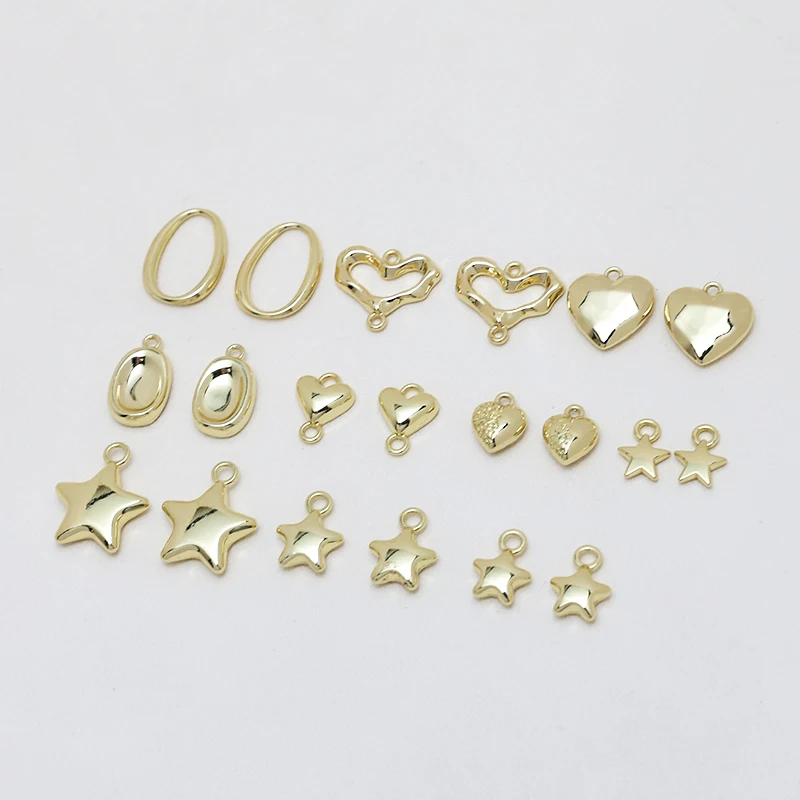 1pcs Glossy Love Star O-shaped Ins Simple Alloy Accessories Diy Handmade Jewelry Earrings Necklace Pendant Material Charms