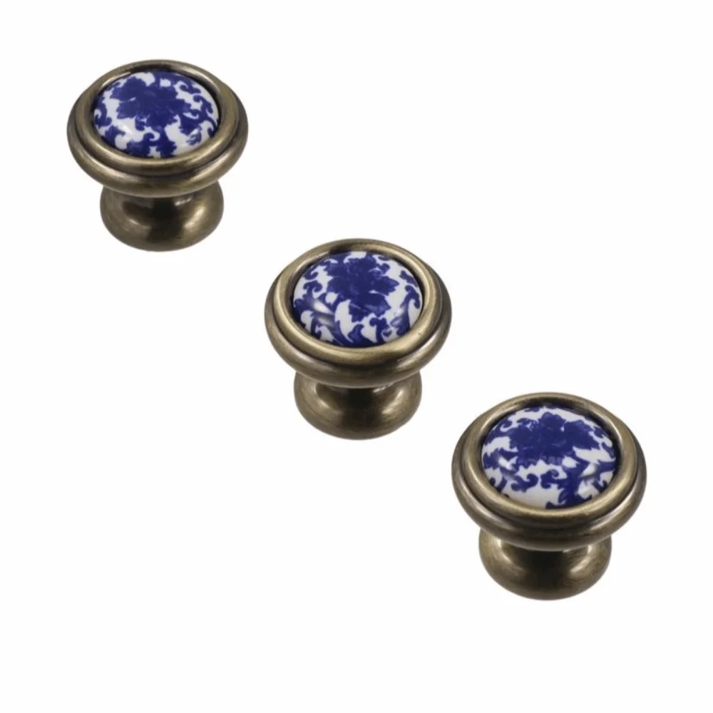 1Pcs Ceramic Fashion Creative Blue And White Antique Dresser Cabinet Handles Pull Handles Drawer Knobs Door Handle