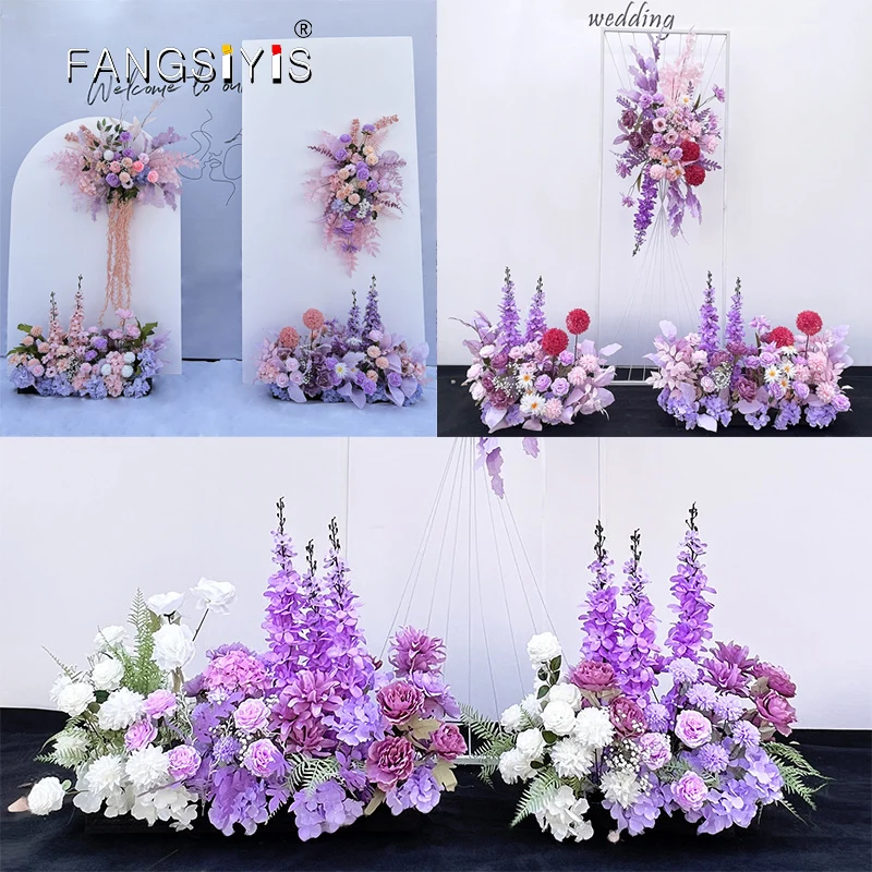 

Customize Purple Rose Artificial Flower Row Wedding Decoration Simulation Flower Scene Arrangement T Stage Road Lead Floral Row