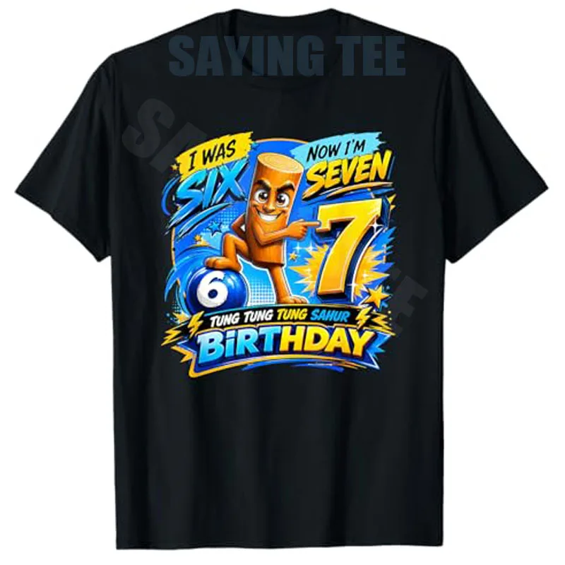 67 Italienisches Brainrot Tung Tung Sahur Six Seven Meme Geburtstags-T-Shirt Y2k Süßes 7. Geburtstag Geschenk für Jungen Neuheit Geschenk 7 Jahre alt Kleidung – Detail 9