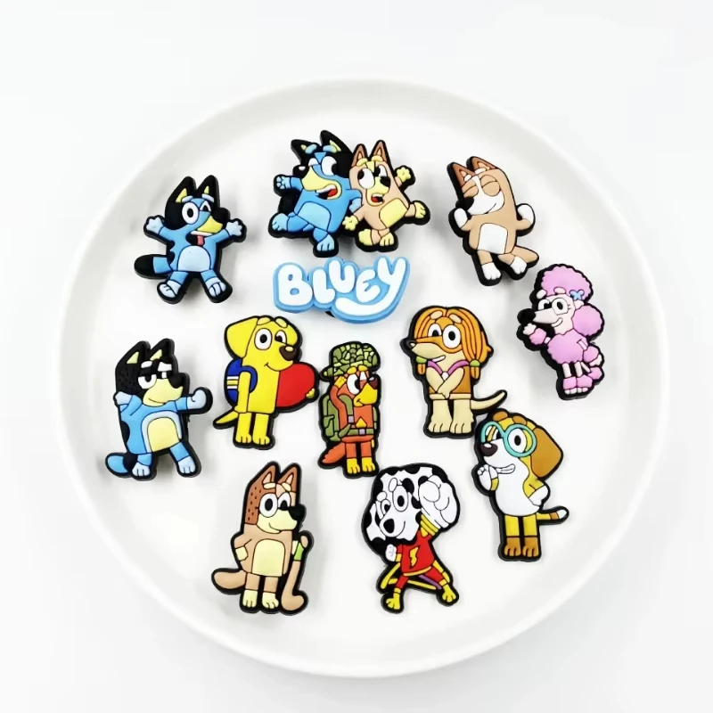 12PCS Bluey Collection Shoe Charms For Clogs Diy Shoe Decorations Accessories PVC Buckle Decorate Boy Birthday Party Gift