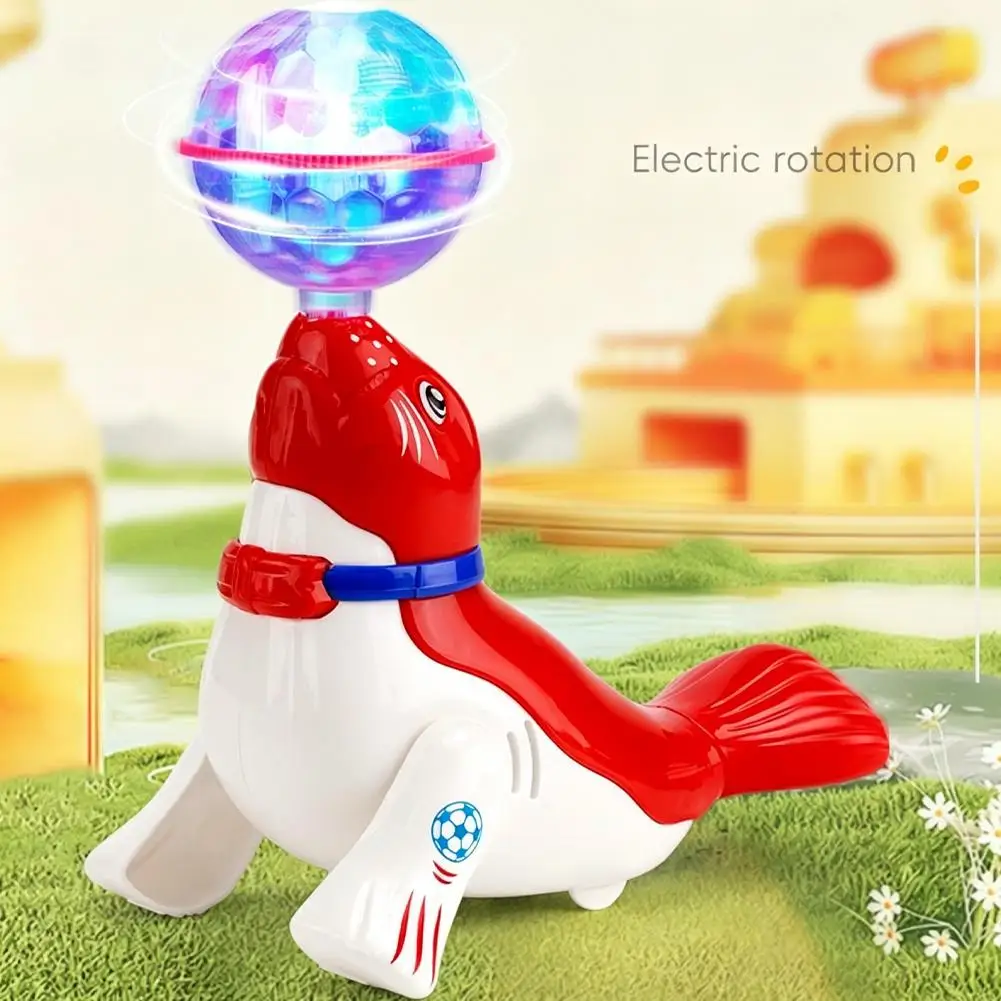 Walking Rotating Electric Sea Lion Toy with LED Light and Sound Balancing Ball Interactive Kids Gift - view 5