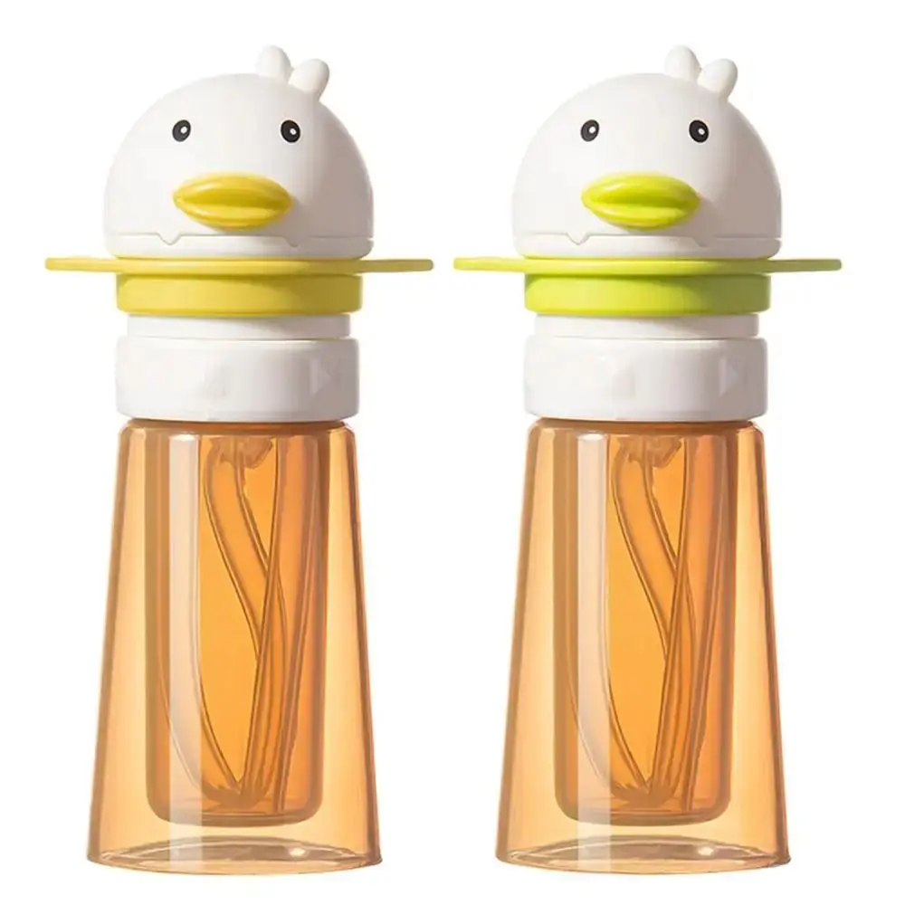 Cartoon Duck Baby Water Bottle Cap with Shoulder Strap Silicone Straw Bottle Replacement Lid 2 in1 Straw Lid Feeding Drinkware